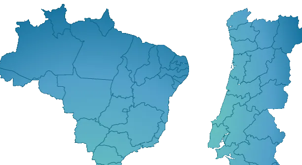 Mapa do Brasil e de Portugal