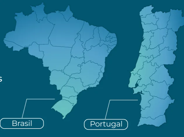 Mapa do Brasil e de Portugal